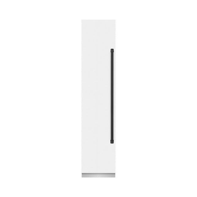 ZLINE Autograph Edition 18 in. 8.6 cu. ft. Left Hinge Column Freezer in White Matte with Graphite Gray Interior and Matte Black Accents (RCFVLZ-WM-18-MB)