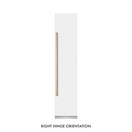 ZLINE Autograph Edition 18 in. 8.6 cu. ft. Right Hinge Column Freezer in White Matte with Graphite Gray Interior and Polished Gold Accents (RCFVRZ-WM-18-G)