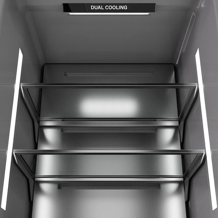 ZLINE Autograph Edition 24 in. 12.5 cu. ft. Column Refrigerator in White Matte with Graphite Gray Interior and Polished Gold Accents (RCRVZ-WM-24-G)