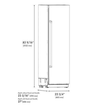 ZLINE Autograph Edition 24 in. 12.5 cu. ft. Column Refrigerator in White Matte with Graphite Gray Interior and Polished Gold Accents (RCRVZ-WM-24-G)