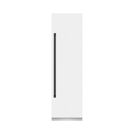 ZLINE Autograph Edition 24 in. 12.5 cu. ft. Column Refrigerator in White Matte with Graphite Gray Interior and Matte Black Accents (RCRVZ-WM-24-MB)