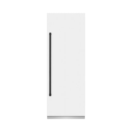 ZLINE Autograph Edition 30 in. 16.7 cu. ft. Column Refrigerator in White Matte with Graphite Gray Interior and Matte Black Accents (RCRVZ-WM-30-MB)