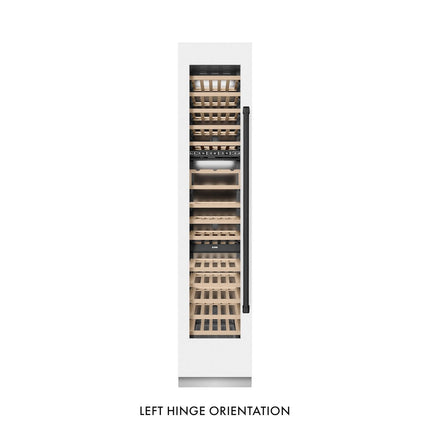 ZLINE Autograph Edition 18 in. 9.0 cu. ft. Triple Zone 68 Bottle Left Hinge Column Wine Cooler in White Matte with Matte Black Accents (RCWVLZ-WM-18-MB)