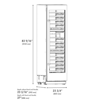 ZLINE Autograph Edition 24 in. 12.4 cu. ft. Triple Zone 100 Bottle Column Wine Cooler in White Matte and Matte Black Accents (RCWVZ-WM-24-MB)