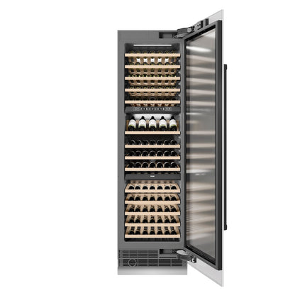 ZLINE Autograph Edition 24 in. 12.4 cu. ft. Triple Zone 100 Bottle Column Wine Cooler in White Matte and Matte Black Accents (RCWVZ-WM-24-MB)