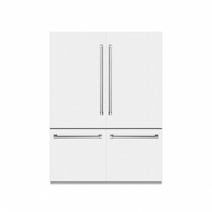 ZLINE 60 in. 32.2 cu. ft. French Door Built-In Bottom Freezer Refrigerator with Water Dispensers and Ice Makers in White Matte with Graphite Gray Interior (GRBIV-WM-60)