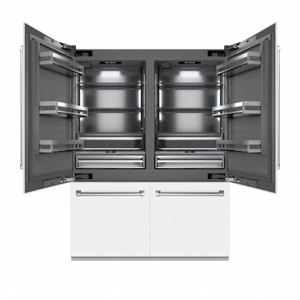 ZLINE 60 in. 32.2 cu. ft. French Door Built-In Bottom Freezer Refrigerator with Water Dispensers and Ice Makers in White Matte with Graphite Gray Interior (GRBIV-WM-60)
