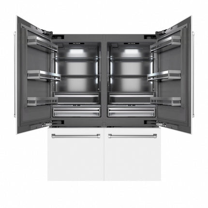 ZLINE 60 in. 32.2 cu. ft. French Door Built-In Bottom Freezer Refrigerator with Water Dispensers and Ice Makers in White Matte with Graphite Gray Interior (GRBIV-WM-60)