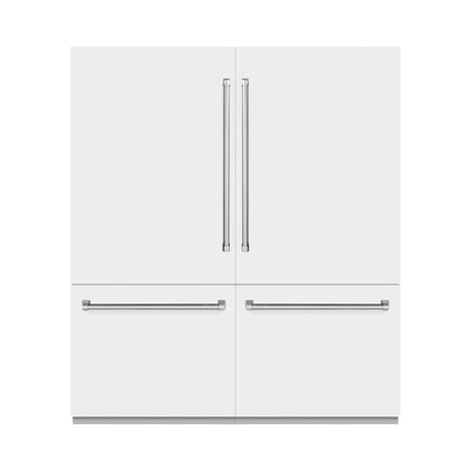 ZLINE 72 in. 39.6 cu. ft. French Door Built-In Bottom Freezer Refrigerator with Water Dispensers and Ice Makers in White Matte (RBIT-WM-72)