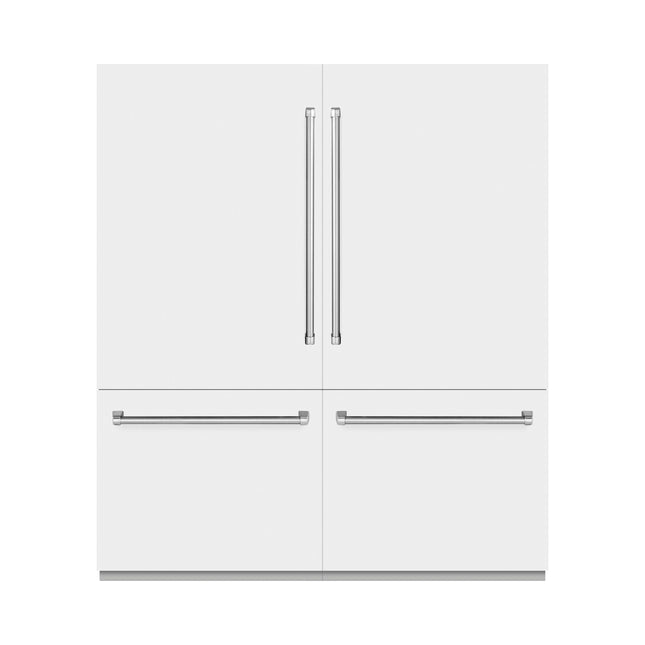 ZLINE 72 in. 39.6 cu. ft. French Door Built-In Bottom Freezer Refrigerator with Water Dispensers and Ice Makers in White Matte (RBIT-WM-72)