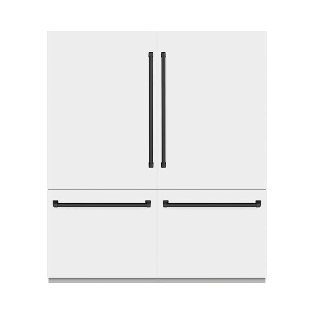 ZLINE Autograph Edition 72 in. 39.6 cu. ft. French Door Built-In Bottom Freezer Refrigerator with Water Dispensers and Ice Makers in White Matte and Matte Black Accents (RBITZ-WM-72-MB)