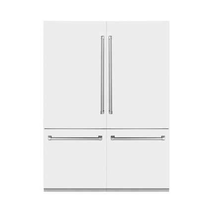 ZLINE 60 in. 32.2 cu. ft. French Door Built-In Bottom Freezer Refrigerator with Water Dispensers and Ice Makers in White Matte (RBIV-WM-60)