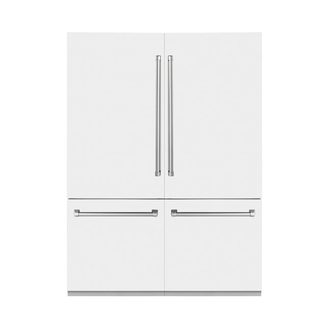 ZLINE 60 in. 32.2 cu. ft. French Door Built-In Bottom Freezer Refrigerator with Water Dispensers and Ice Makers in White Matte (RBIV-WM-60)
