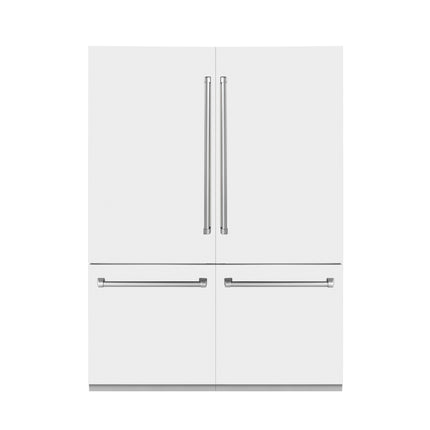 ZLINE 60 in. 32.2 cu. ft. French Door Built-In Bottom Freezer Refrigerator with Water Dispensers and Ice Makers in White Matte (RBIV-WM-60)