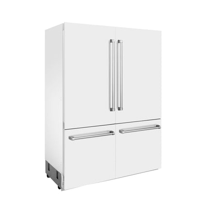 ZLINE 60 in. 32.2 cu. ft. French Door Built-In Bottom Freezer Refrigerator with Water Dispensers and Ice Makers in White Matte (RBIV-WM-60)