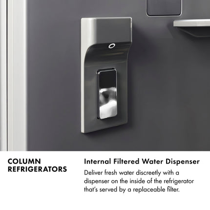 ZLINE Autograph Edition 24 in. 12.5 cu. ft. Column Refrigerator in Satin Stainless Steel with Graphite Gray Interior and Champagne Bronze Accents (RCRVZ-SN-24-CB)