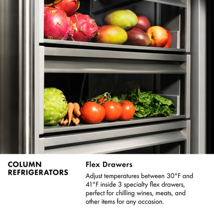ZLINE 30 in. 16.7 cu. ft. Column Refrigerator in Satin Stainless Steel with Graphite Gray Interior (RCRV-SN-30)