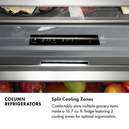 ZLINE Autograph Edition 30 in. 16.7 cu. ft. Column Refrigerator in Satin Stainless Steel with Graphite Gray Interior and Matte Black Accents (RCRVZ-SN-30-MB)