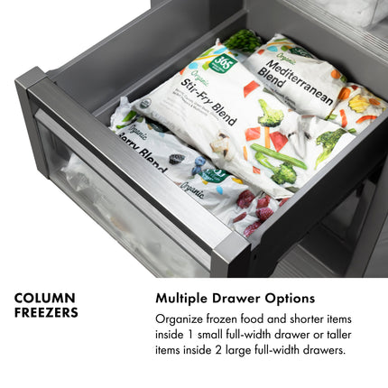 ZLINE Autograph Edition 18 in. 8.6 cu. ft. Right Hinge Column Freezer in Satin Stainless Steel with Graphite Gray Interior and Matte Black Accents (RCFVRZ-SN-18-MB)