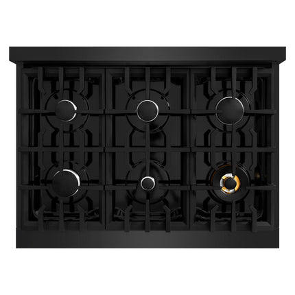 ZLINE 36 in. 5.2 cu. ft. Classic Gas Range with 6 Burner Cooktop and Convection Gas Oven in Black Stainless Steel (CGRB-36)
