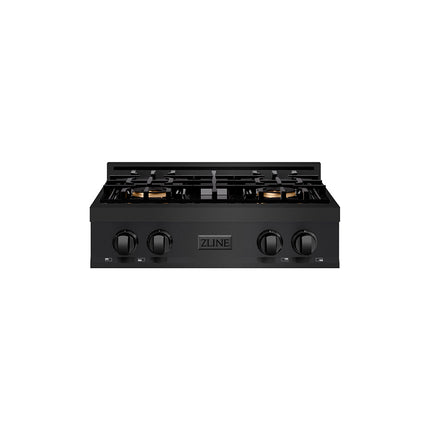ZLINE 30 in. Classic Gas Rangetop with 4 Burner DuoPro™ Cooktop in Black Stainless Steel (PCRTB-30)