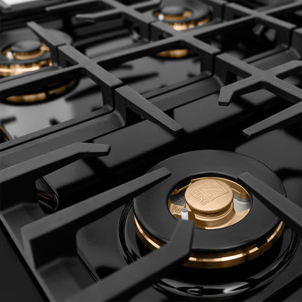 ZLINE Autograph Edition 30 in. Classic Gas Rangetop with 4 Burner DuoPro™ Cooktop in Black Stainless Steel and Champagne Bronze Accents (PCRTBZ-30-CB)