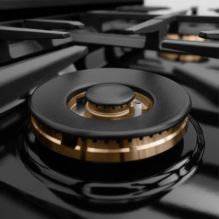 ZLINE Autograph Edition 30 in. Classic Gas Rangetop with 4 Burner DuoPro™ Cooktop in Black Stainless Steel and Polished Gold Accents (PCRTBZ-30-G)