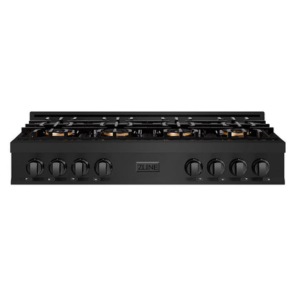 ZLINE 48 in. Classic Gas Rangetop with 8 Burner DuoPro™ Cooktop in Black Stainless Steel (PCRTB-48)