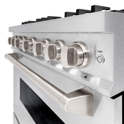 ZLINE 36 in. 5.2 cu. ft. Classic Dual Fuel Range with 6 Burner Gas Cooktop and Electric Convection Oven in Satin Stainless Steel (CDRS-36)