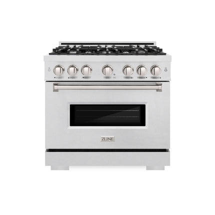 ZLINE 36 in. 5.2 cu. ft. Classic Dual Fuel Range with 6 Burner Gas Cooktop and Electric Convection Oven in Satin Stainless Steel (CDRS-36)
