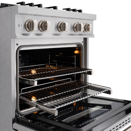 ZLINE 30 in. 4.2 cu. ft. Classic Dual Fuel Range with Gas Cooktop and Electric Convection Oven in Satin Stainless Steel with 4 Brass Burners (CDRS-BR-30)