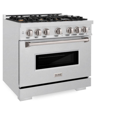 ZLINE 36 in. 5.2 cu. ft. Classic Dual Fuel Range with Gas Cooktop and Electric Convection Oven in Satin Stainless Steel with 6 Brass Burners (CDRS-BR-36)