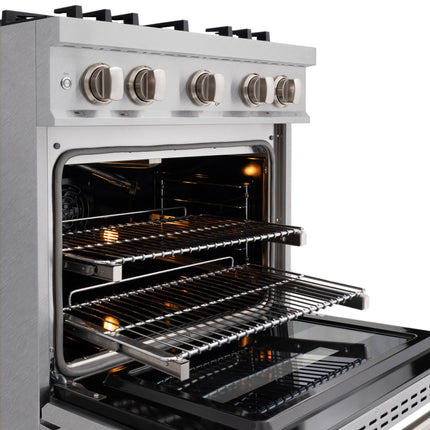 ZLINE 30 in. 4.2 cu. ft. Classic Gas Range with Convection Gas Oven in Satin Stainless Steel with 4 Brass Burners (CGRS-BR-30)