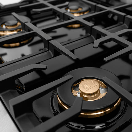 ZLINE Autograph Edition 30 in. Classic Gas Rangetop with 4 Burner DuoPro™ Cooktop in Satin Stainless Steel and Matte Black Accents (PCRTSZ-30-MB)
