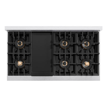 ZLINE Autograph Edition 48 in. Classic Gas Rangetop with 8 Burner DuoPro™ Cooktop in Satin Stainless Steel and Champagne Bronze Accents (PCRTSZ-48-CB)