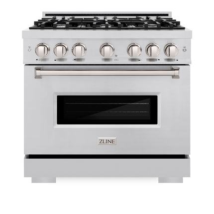 ZLINE 36 in. 5.2 cu. ft. Classic Dual Fuel Range with 6 Burner Gas Cooktop and Electric Convection Oven in Stainless Steel (CDR36)