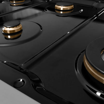 ZLINE 36 in. Classic Gas Rangetop with 6 Brass Burners and Porcelain Cooktop in Stainless Steel with Griddle (RT-BR-GR-36)