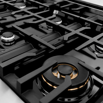 ZLINE 36 in. Classic Gas Rangetop with 6 Burners and Porcelain Cooktop in Stainless Steel with Griddle (RT-GR-36)