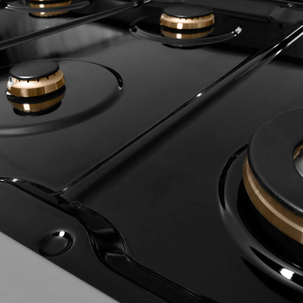 ZLINE Autograph Edition 48 in. Classic Gas Rangetop with 8 Burners and Porcelain Cooktop in Stainless Steel with Champagne Bronze Accents (RTZ-48-CB)