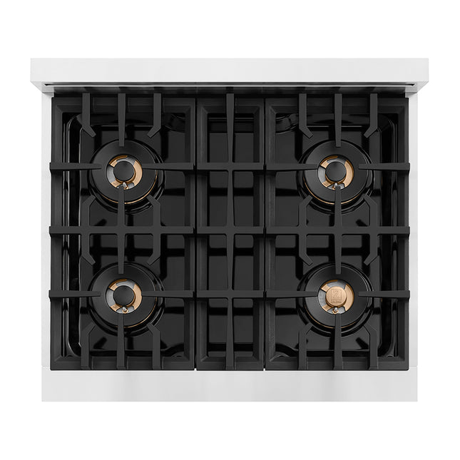 ZLINE Autograph Edition 30 in. Classic Gas Rangetop with 4 Burner DuoPro™ Cooktop in Stainless Steel and Matte Black Accents (PCRTZ-30-MB)