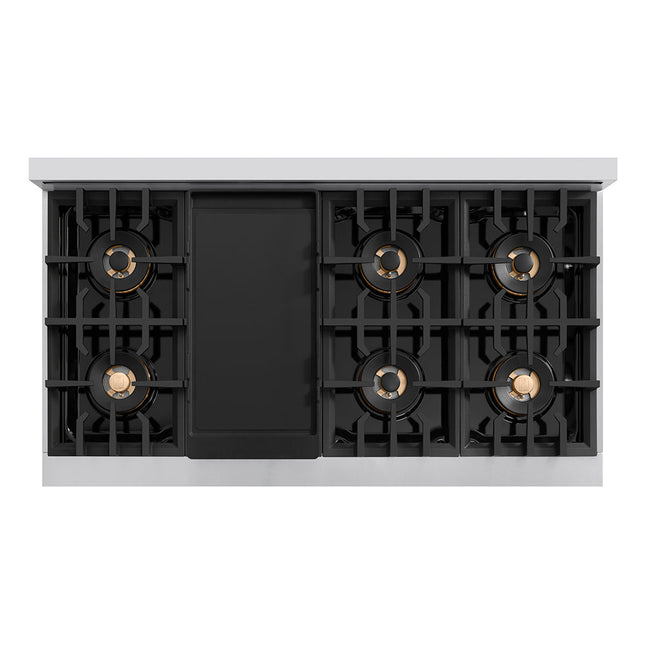 ZLINE Autograph Edition 48 in. Classic Gas Rangetop with 8 Burner DuoPro™ Cooktop in Stainless Steel and Matte Black Accents (PCRTZ-48-MB)