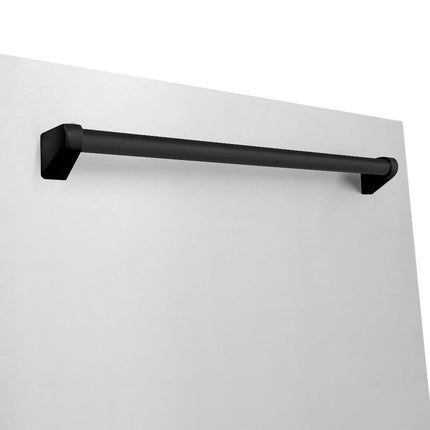 ZLINE Autograph Edition 30 in. Kitchen Package with Stainless Steel Dual Fuel Range, Range Hood, Dishwasher, and Refrigerator with External Water Dispenser with Matte Black Accents (4AKPR-RARHDWM30-MB)