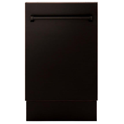 ZLINE 18 in. Tallac Series 3rd Rack Top Control Dishwasher with a Stainless Steel Tub with Oil-Rubbed Bronze Panel, 51dBa (DWV-ORB-18)
