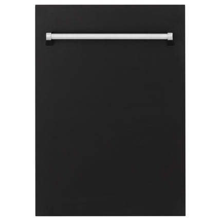 ZLINE 18" Tallac Dishwasher Panel in Black Matte with Traditional Handle (DPV-BLM-18)