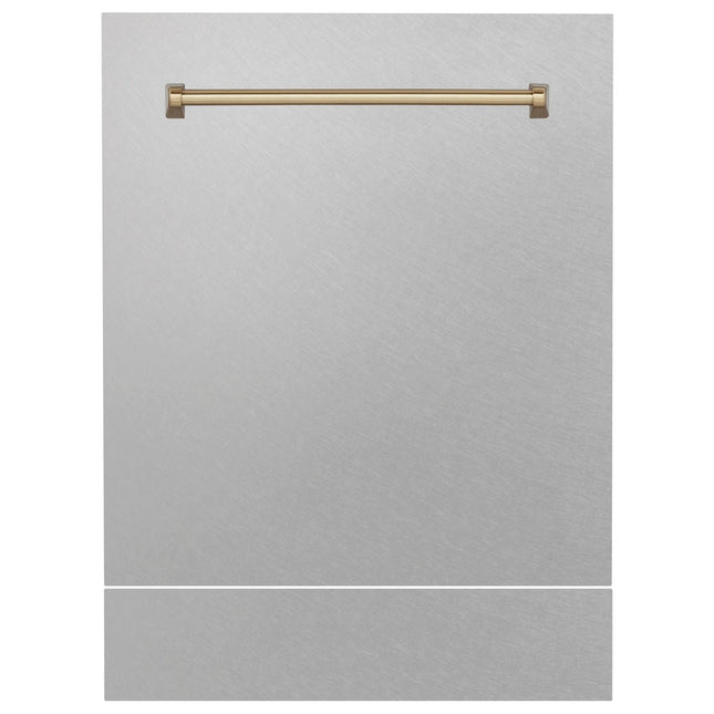 ZLINE Autograph Edition 24" Tallac Dishwasher Panel in Fingerprint Resistant Stainless Steel with Champagne Bronze Handle (DPVZ-SN-24-CB)
