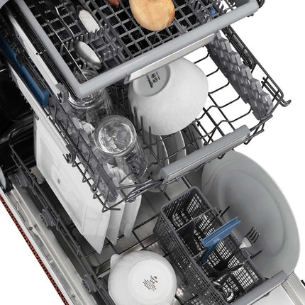 ZLINE 18 in. Tallac Series 3rd Rack Top Control Built-In Dishwasher in Hand Hammered Copper with Stainless Steel Tub, 51dBa (DWV-HH-18)