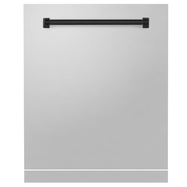 ZLINE Autograph Edition 24" Monument Dishwasher Panel in Stainless Steel with Matte Black Handle (DPMTZ-304-24-MB)