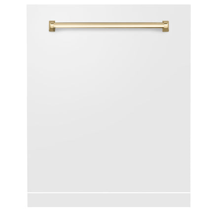 ZLINE Autograph Edition 24" Monument Dishwasher Panel in White Matte with Polished Gold Handle (DPMTZ-WM-24-G)