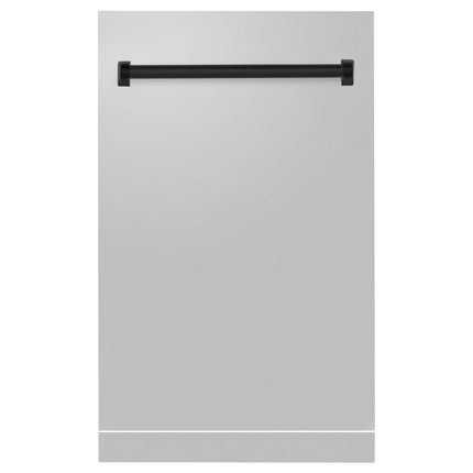 ZLINE Autograph Edition 18" Tallac Dishwasher Panel in Stainless Steel with Matte Black Handle (DPVZ-304-18-MB)