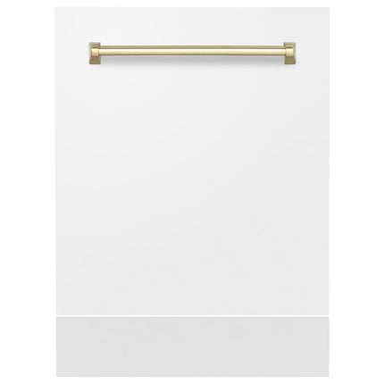 ZLINE Autograph Edition 24" Tallac Dishwasher Panel in White Matte with Polished Gold Handle (DPVZ-WM-24-G)